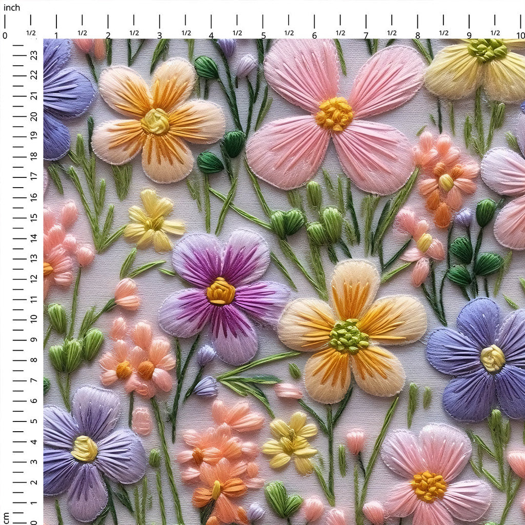 Pastel Floral Embroidery Fabric