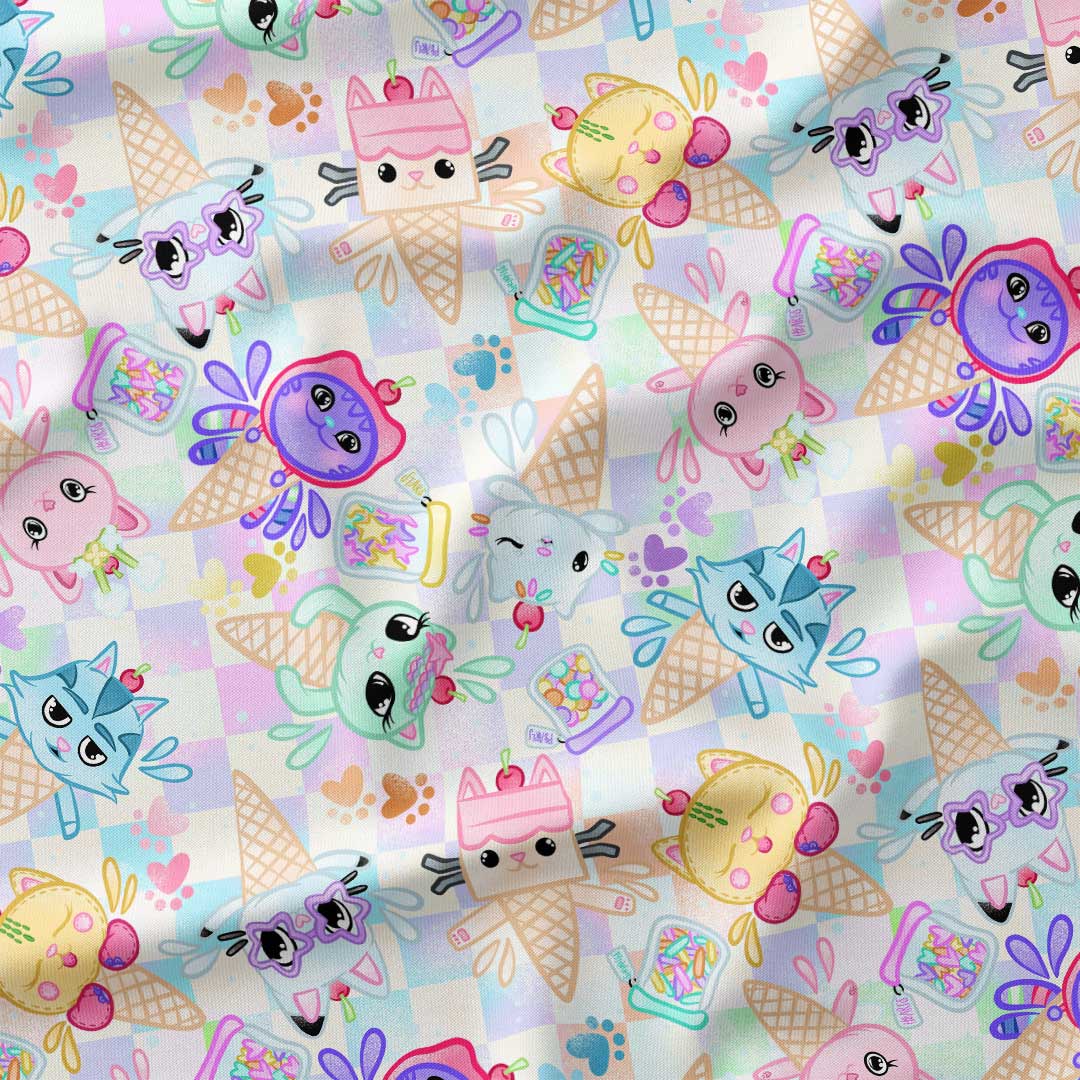 Pastel Kitty Cones Fabric