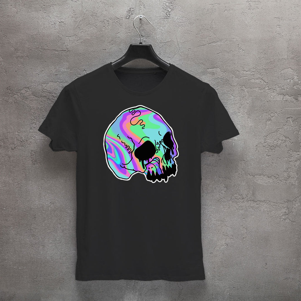 Neon Marble Skull Iron on fabric heat transfer DTF-68