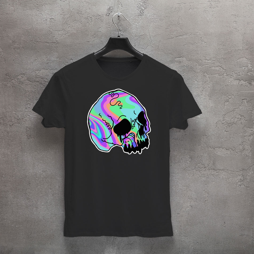 Neon Marble Skull Iron on fabric heat transfer DTF-68