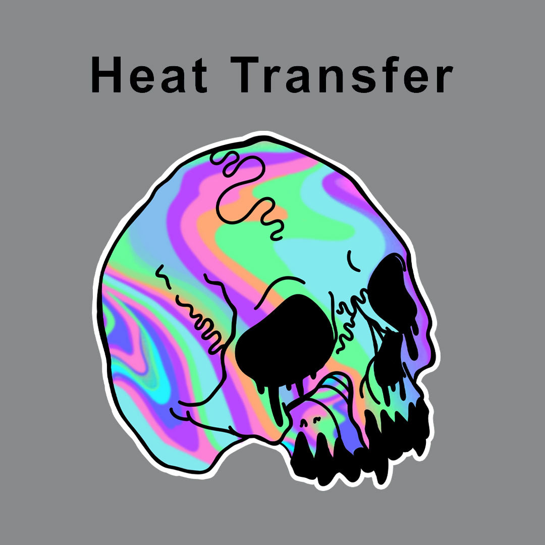 Neon Marble Skull Iron on fabric heat transfer DTF-68