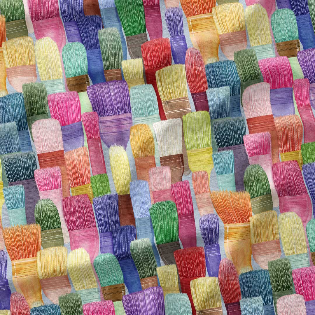 Pastel Paint Brushes Fabric