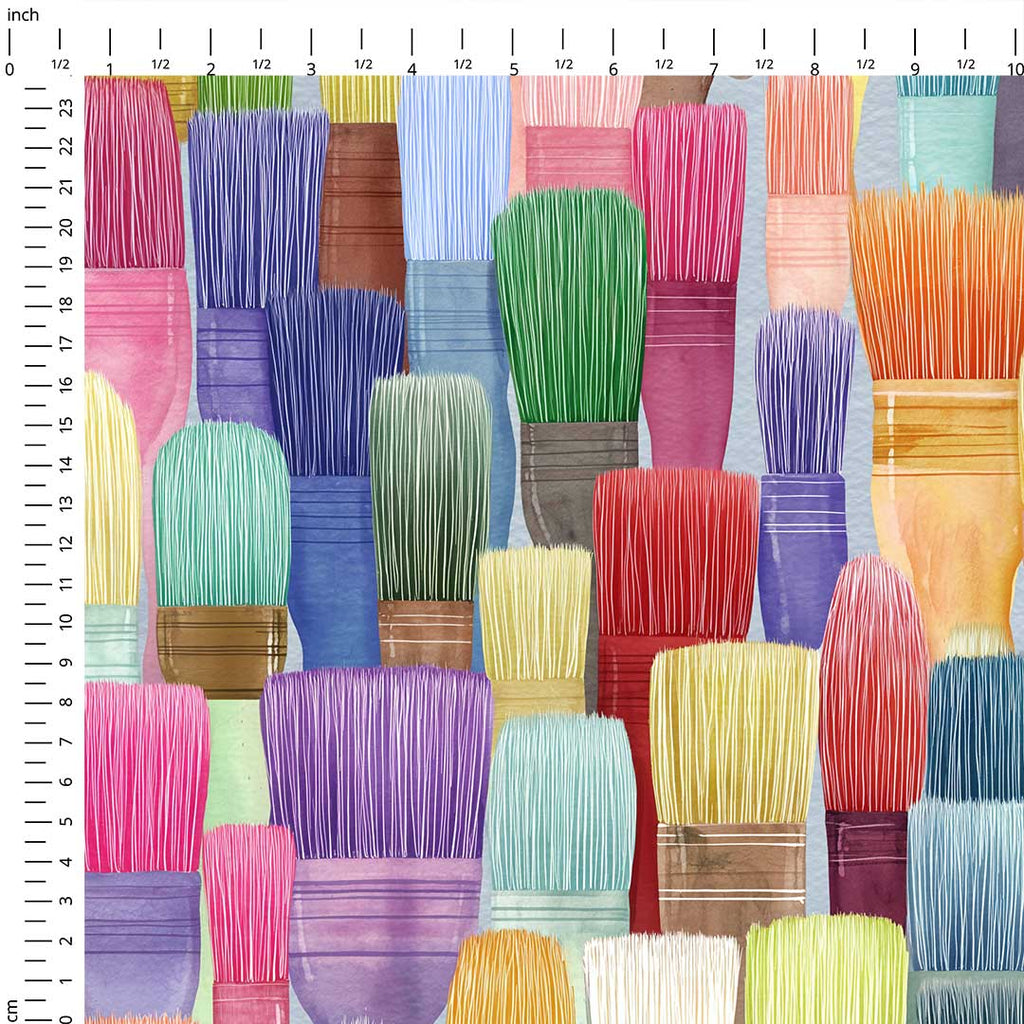 Pastel Paint Brushes Fabric