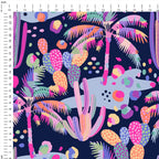 Navy Palm Trees Fabric