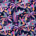 Navy Palm Trees Fabric