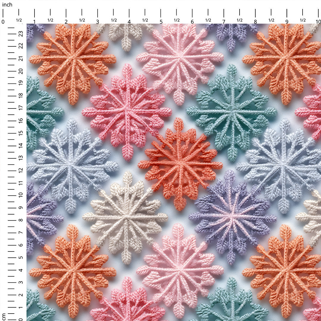 Pastel Snowflakes Embroidery Fabric