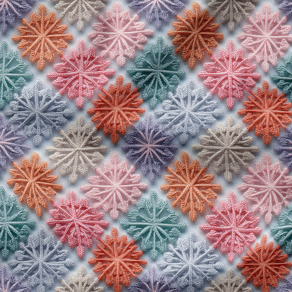 Pastel Snowflakes Embroidery Fabric