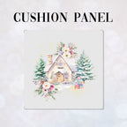 CUSHION Panel Pastel Winter Hut Grey CP-801