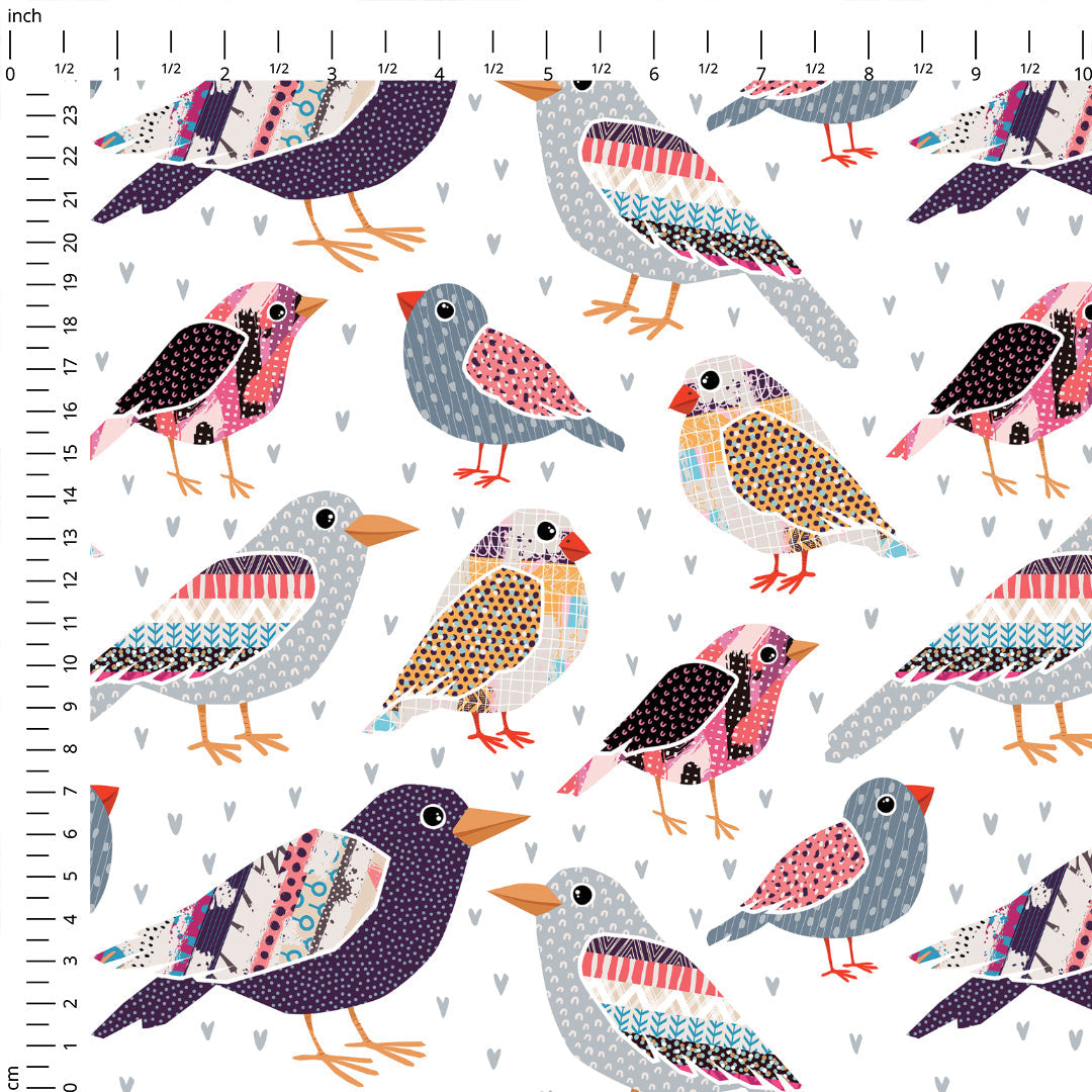 Patchwork Birds Fabric