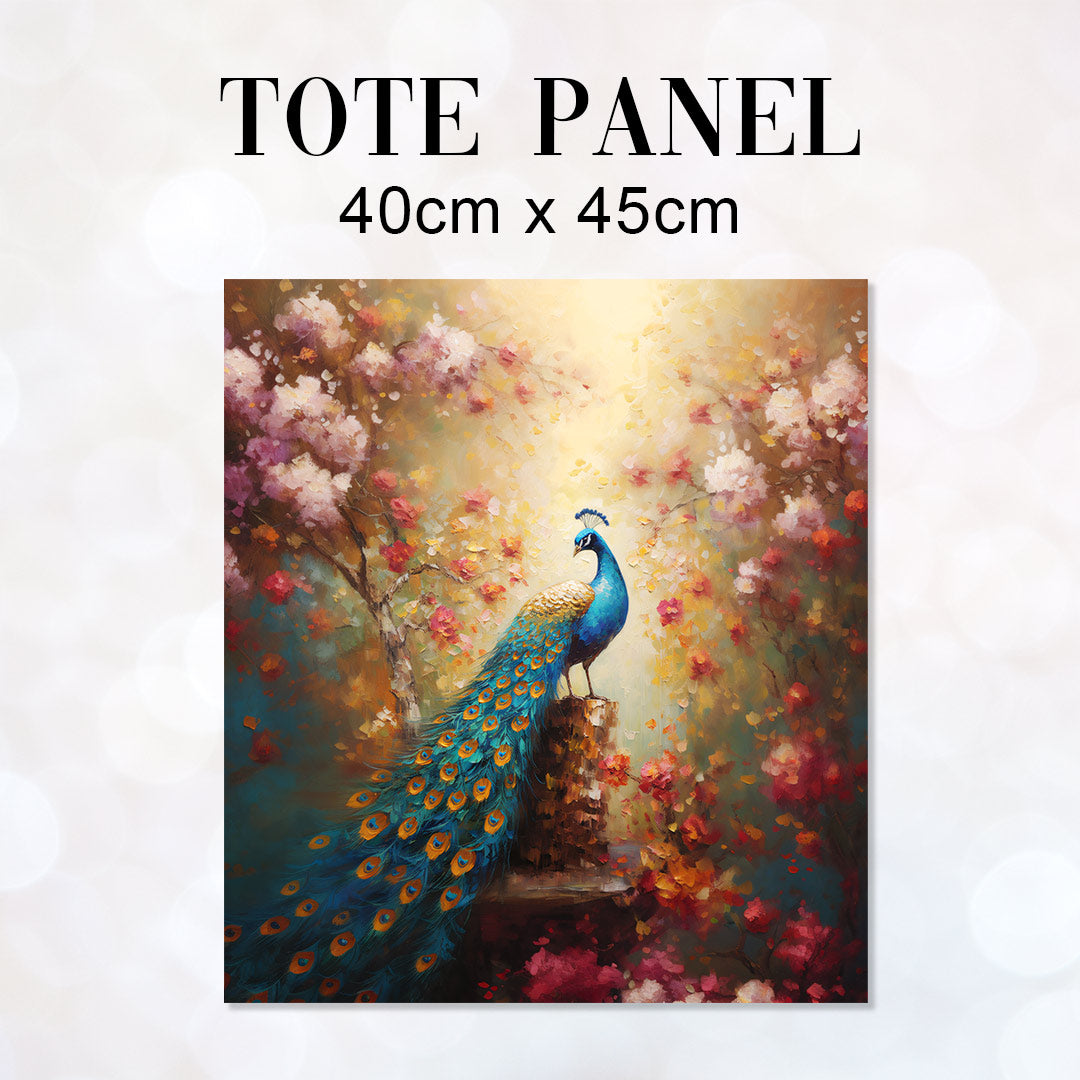 TOTE Peacock Painting Fabric Bag Panel