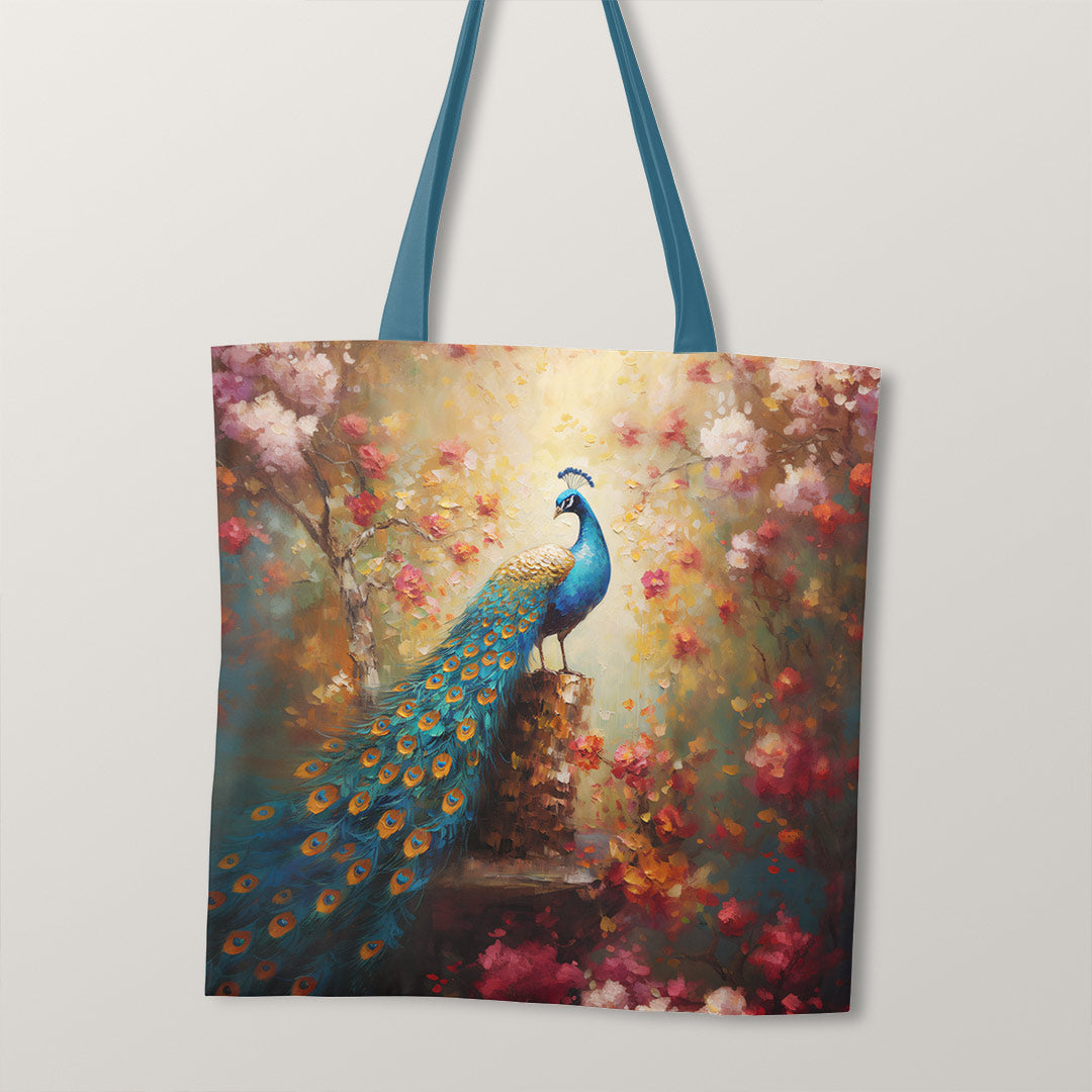 TOTE Peacock Painting Fabric Bag Panel