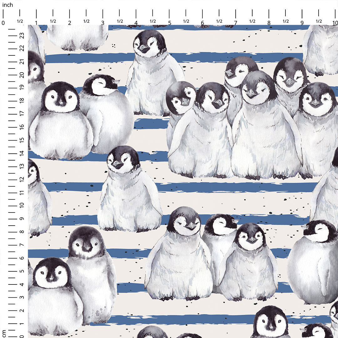 Penguins Stripes Fabric