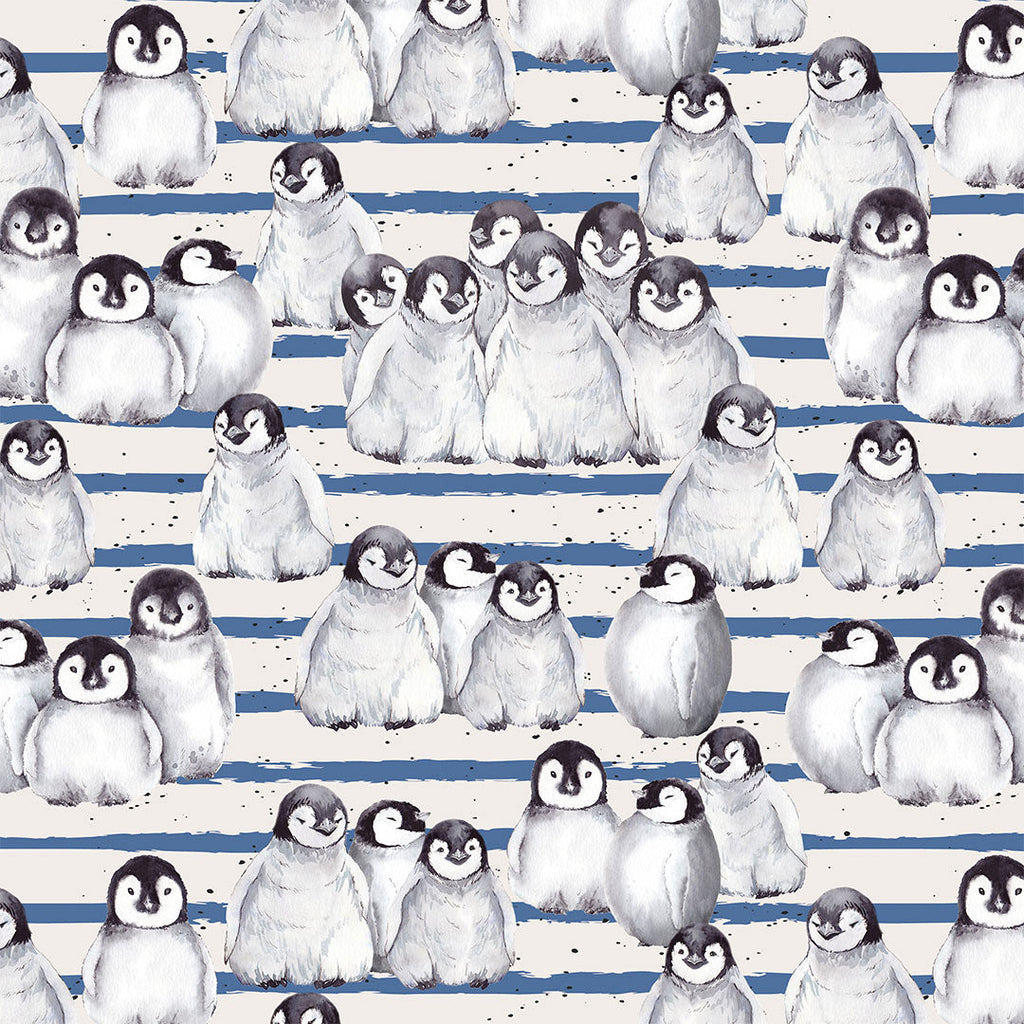 Penguins Stripes Fabric