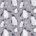 Penguins Grey Fabric