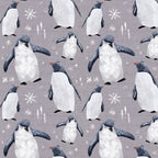 Penguins Grey Fabric