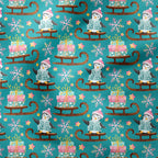 Penguins Teal Fabric