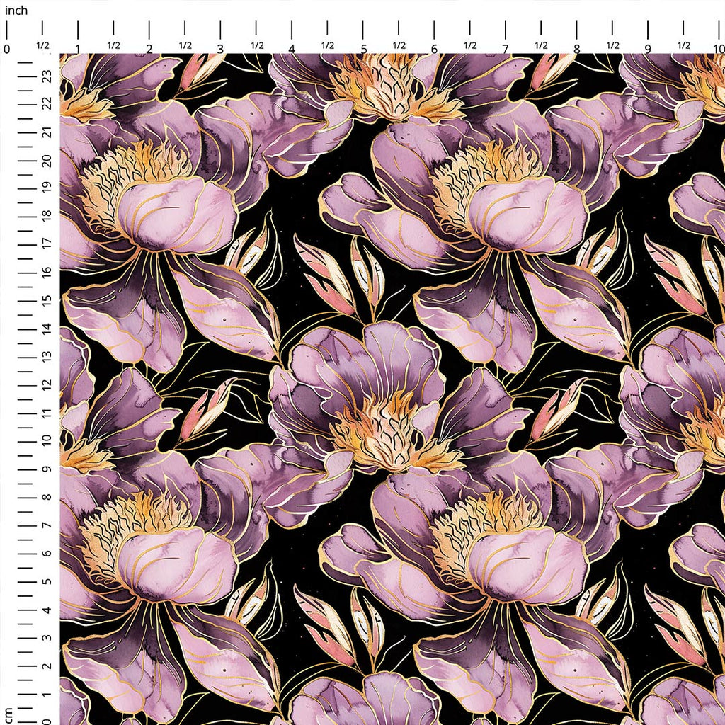 Peonies On Black Fabric