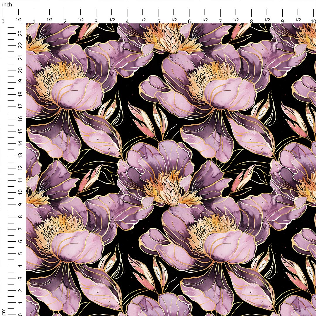 Peonies On Black Fabric