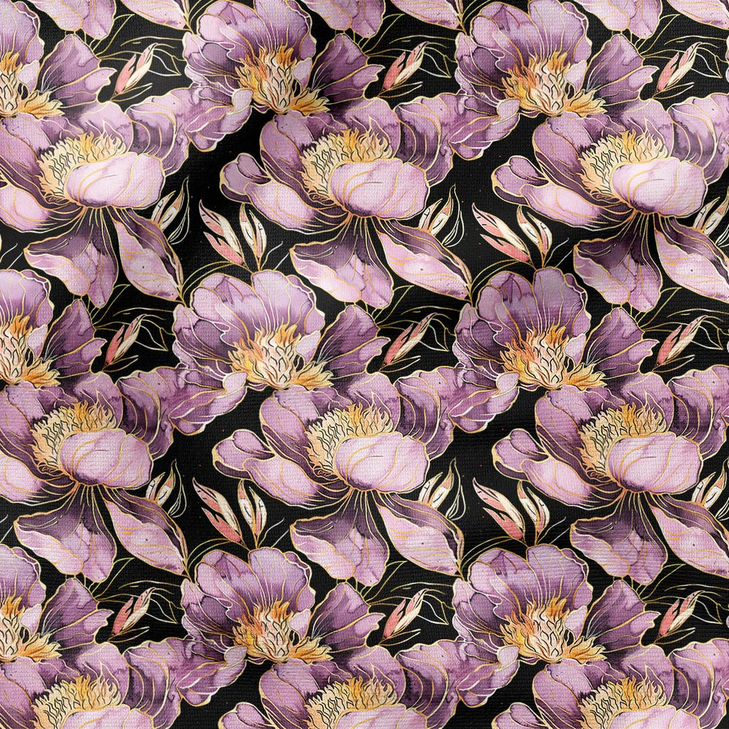 Peonies On Black Fabric