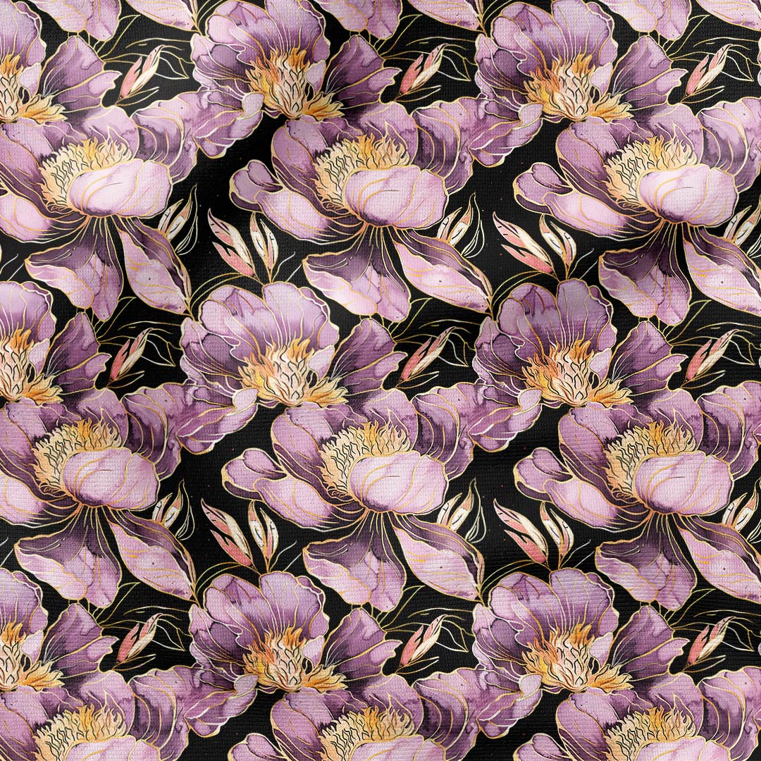 Peonies On Black Fabric