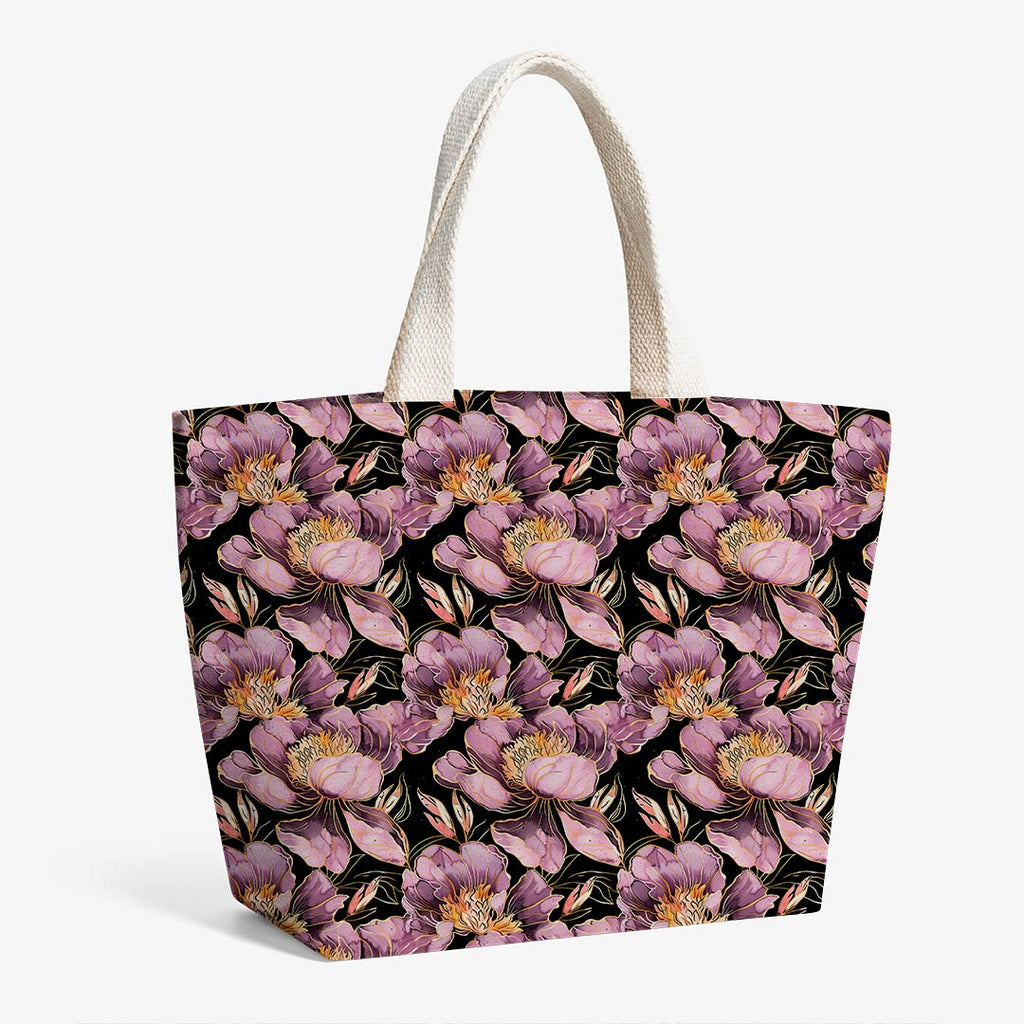 Peonies On Black Fabric