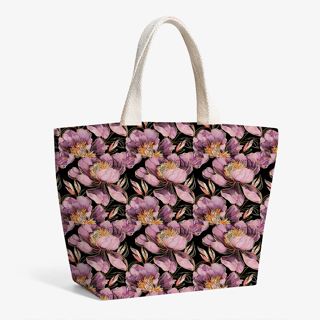 Peonies On Black Fabric