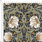 Flower Vines Charcoal Fabric