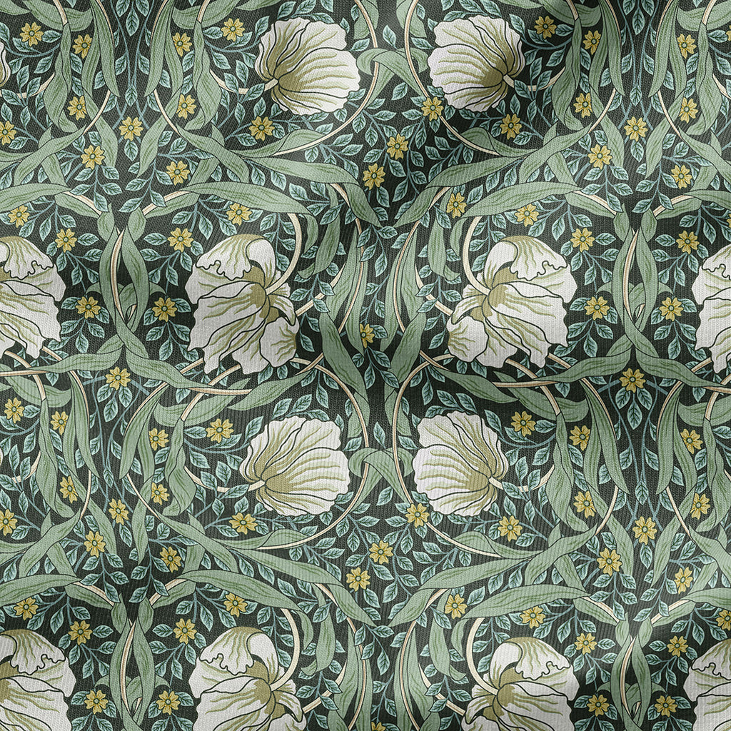Flower Vines Green Fabric