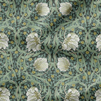 Flower Vines Green Fabric