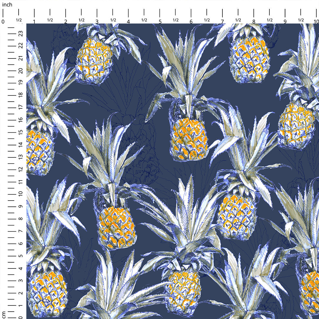 Pineapple Navy Fabric