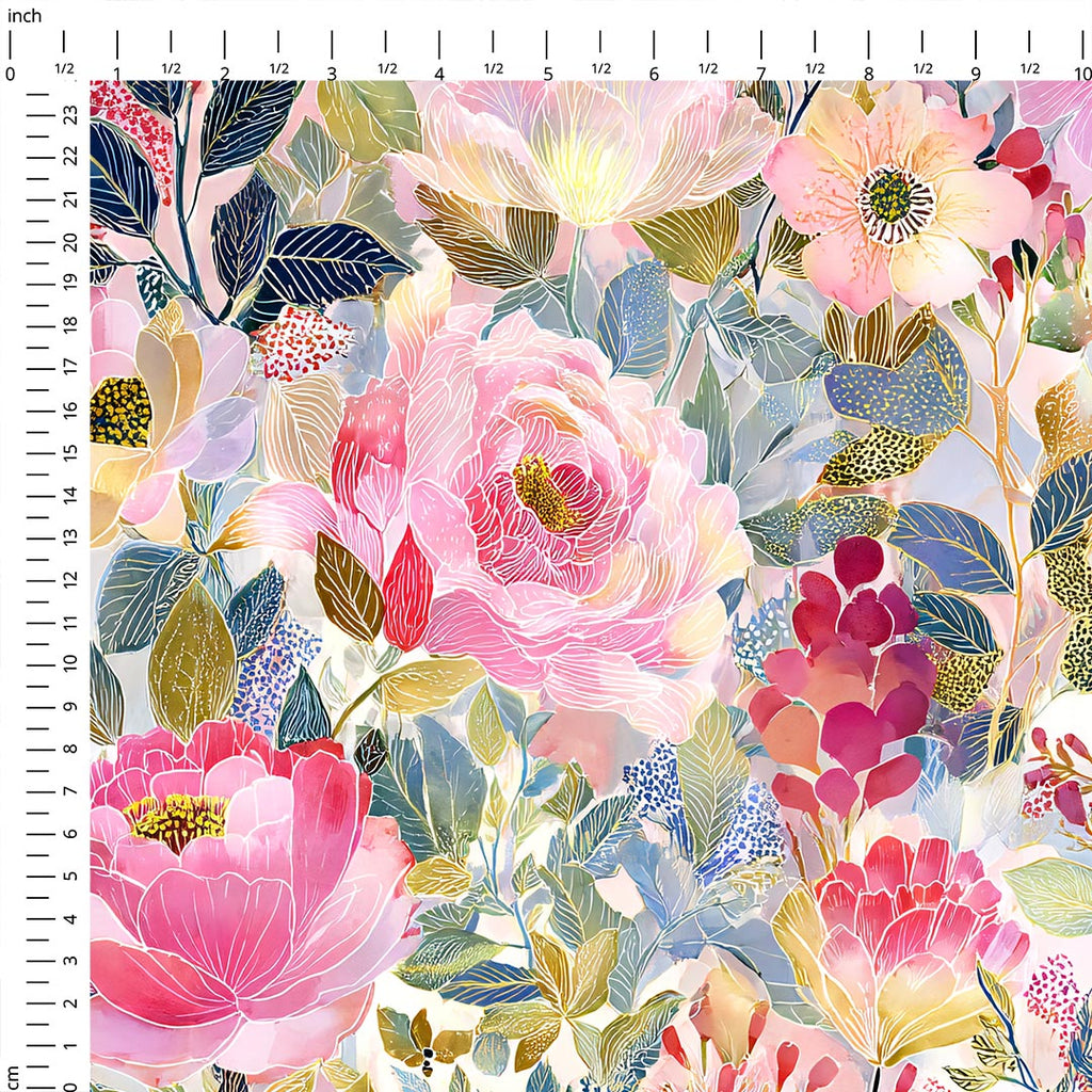 Pink Blooms Floral Fabric