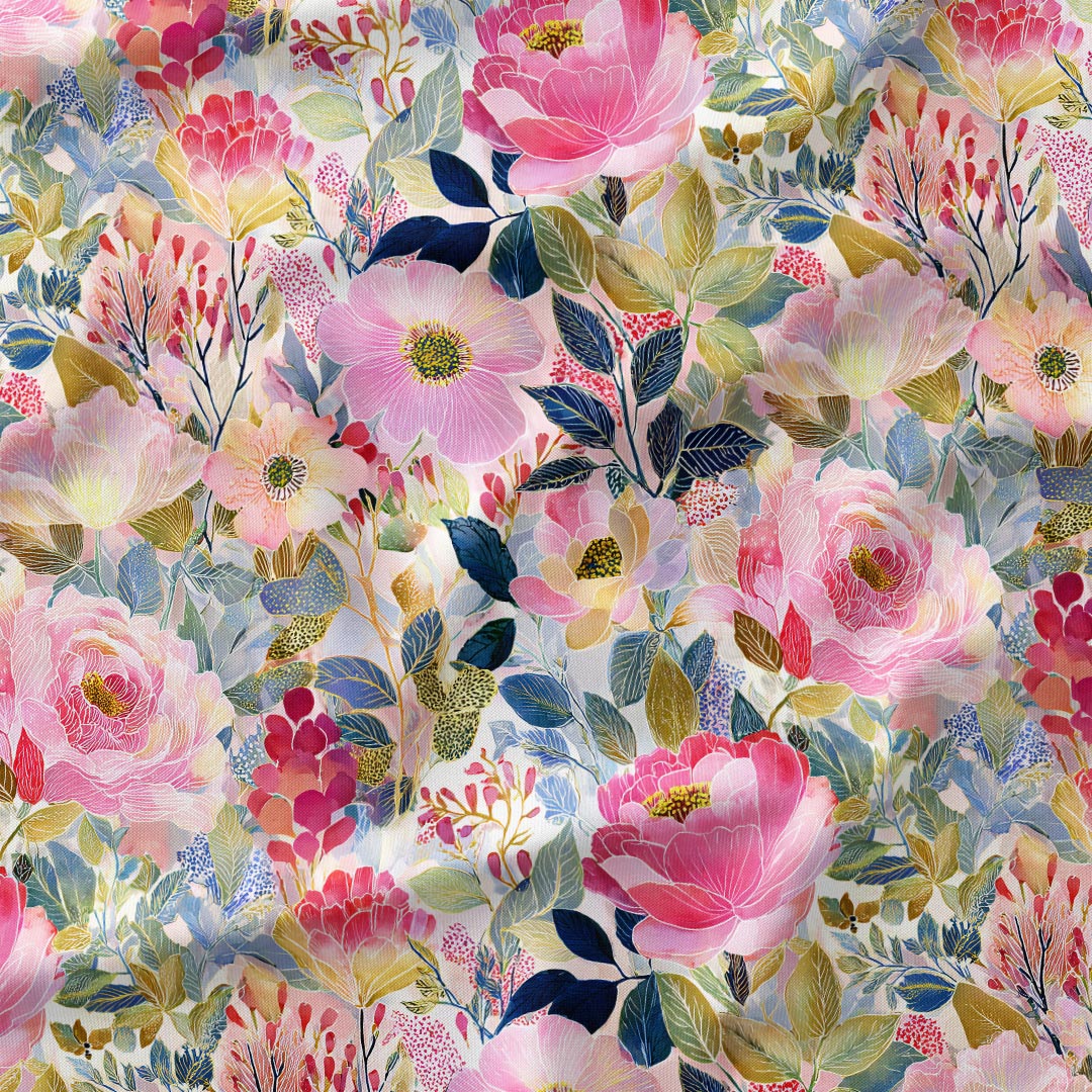 Pink Blooms Floral Fabric