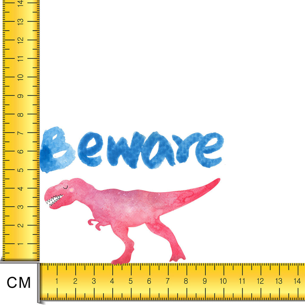 Pink Dino Beware Iron on Fabric Heat Transfer DTF-143