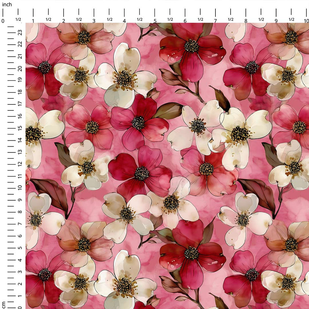 Pink Dogwood Flowers Fabric