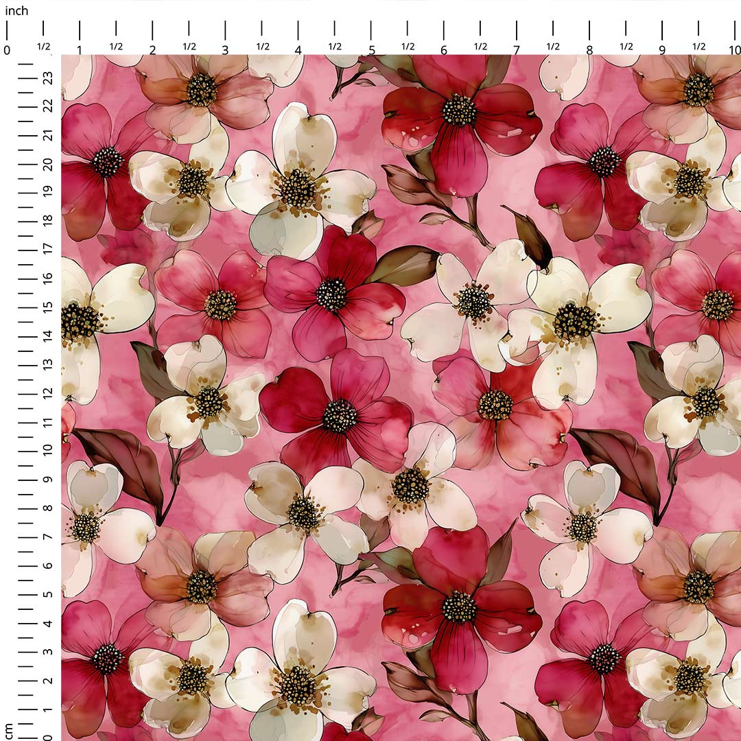 Pink Dogwood Flowers Fabric