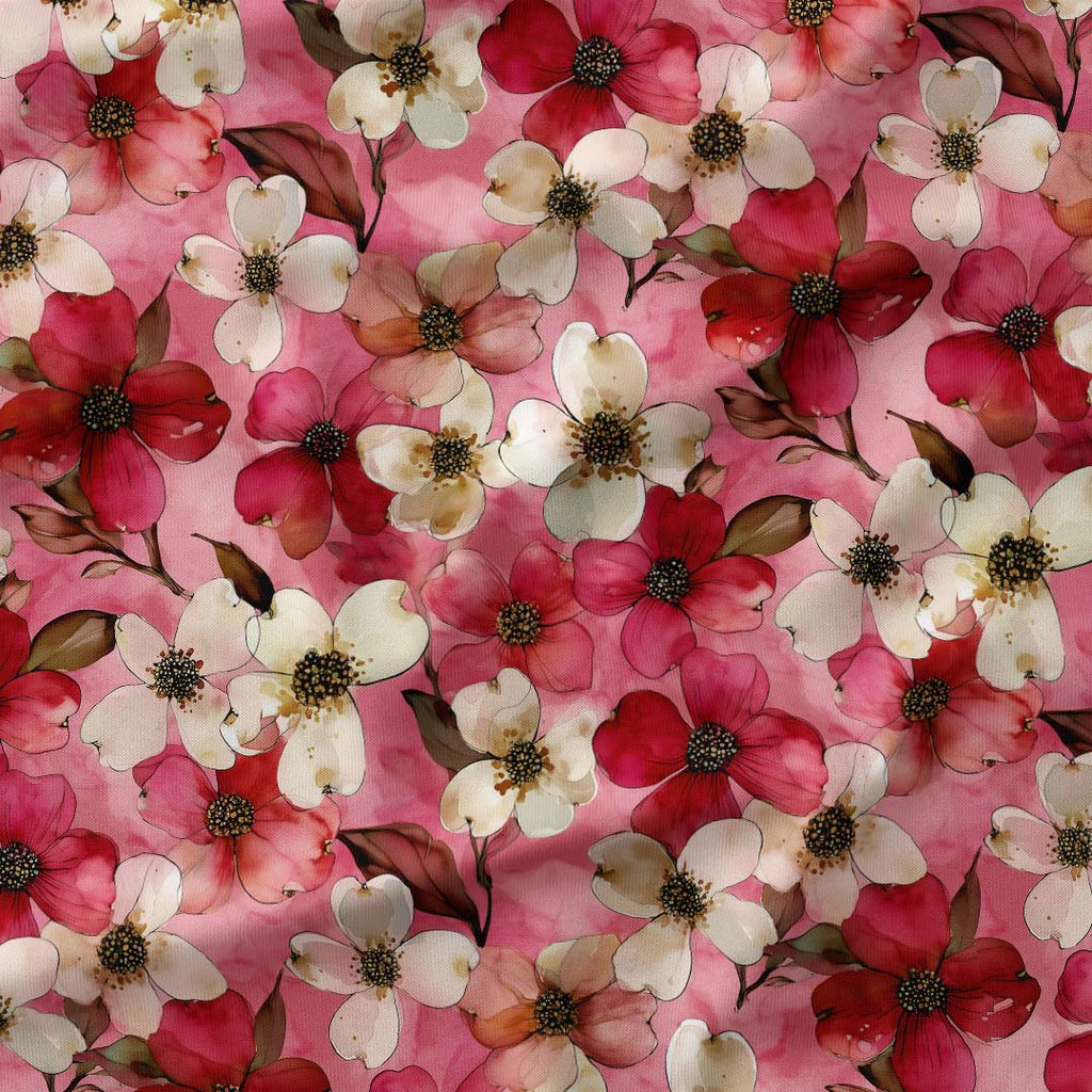 Pink Dogwood Flowers Fabric