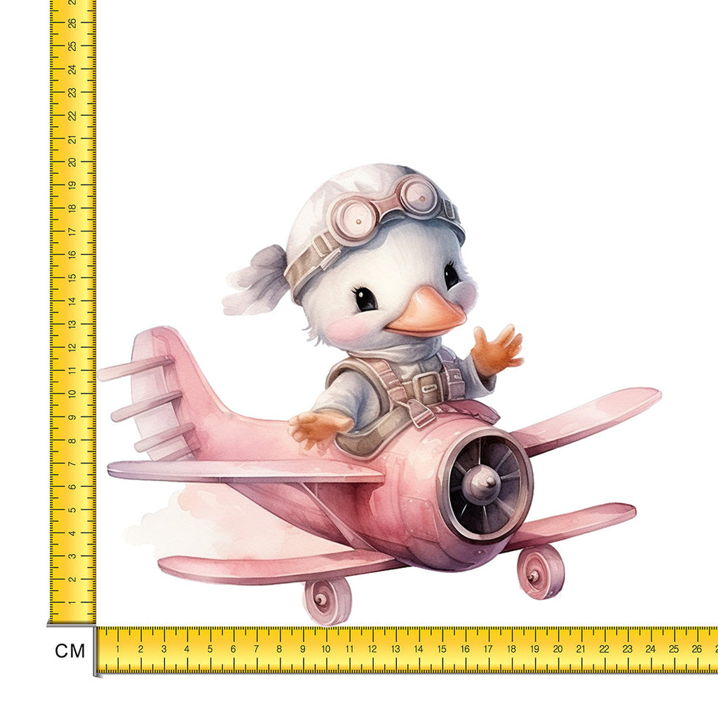 Pink Duck Plane Iron on Fabric Heat Transfer DTF-165