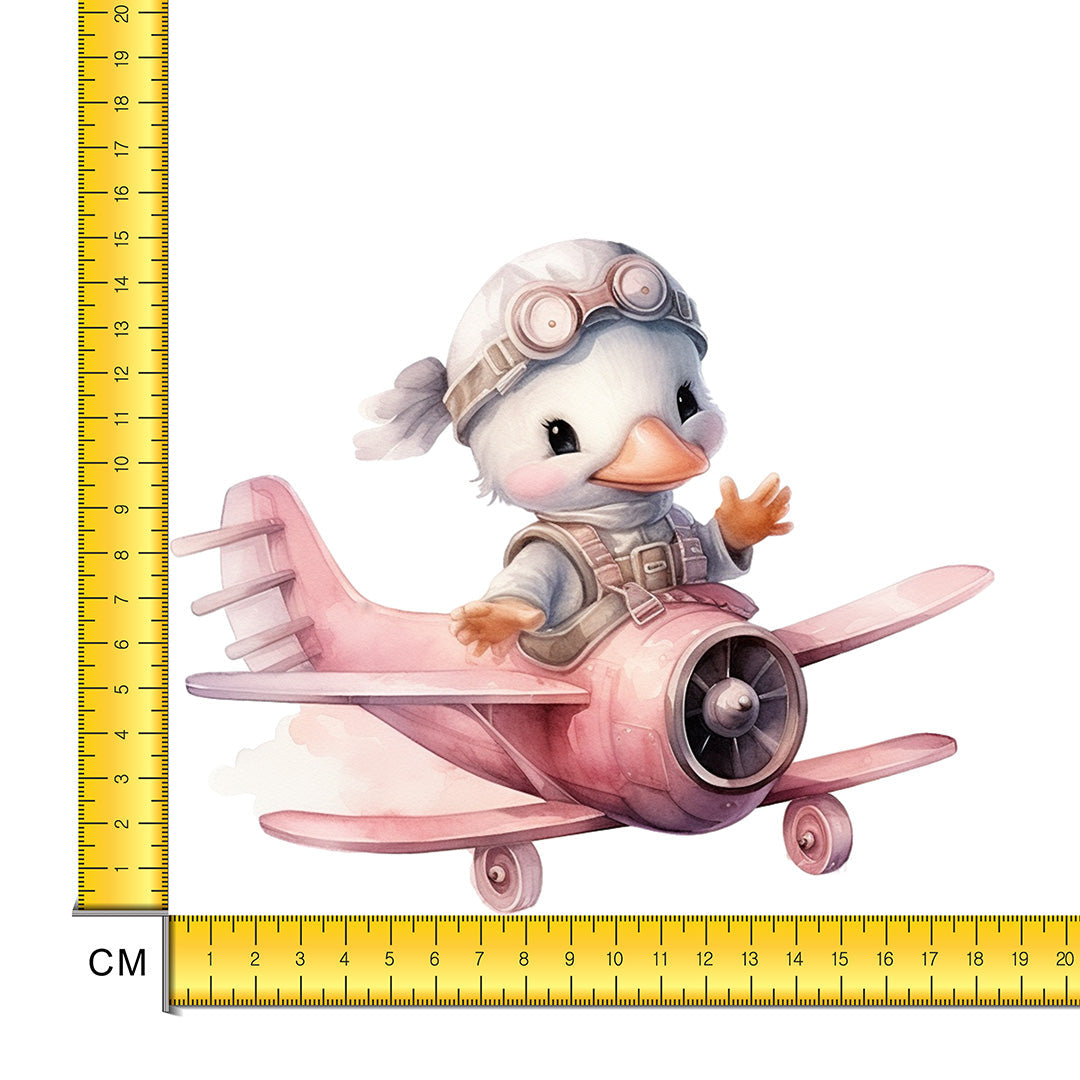 Pink Duck Plane Iron on Fabric Heat Transfer DTF-165