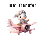 Pink Duck Plane Iron on Fabric Heat Transfer DTF-165