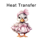 Pink Duck Tutu Iron on Fabric Heat Transfer DTF-166