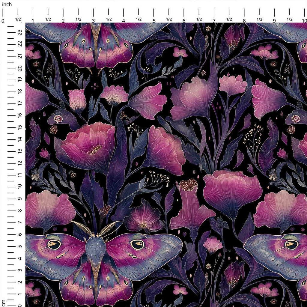Pink Floral Moth Fabric