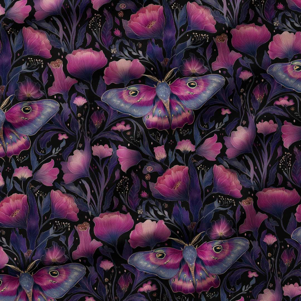 Pink Floral Moth Fabric