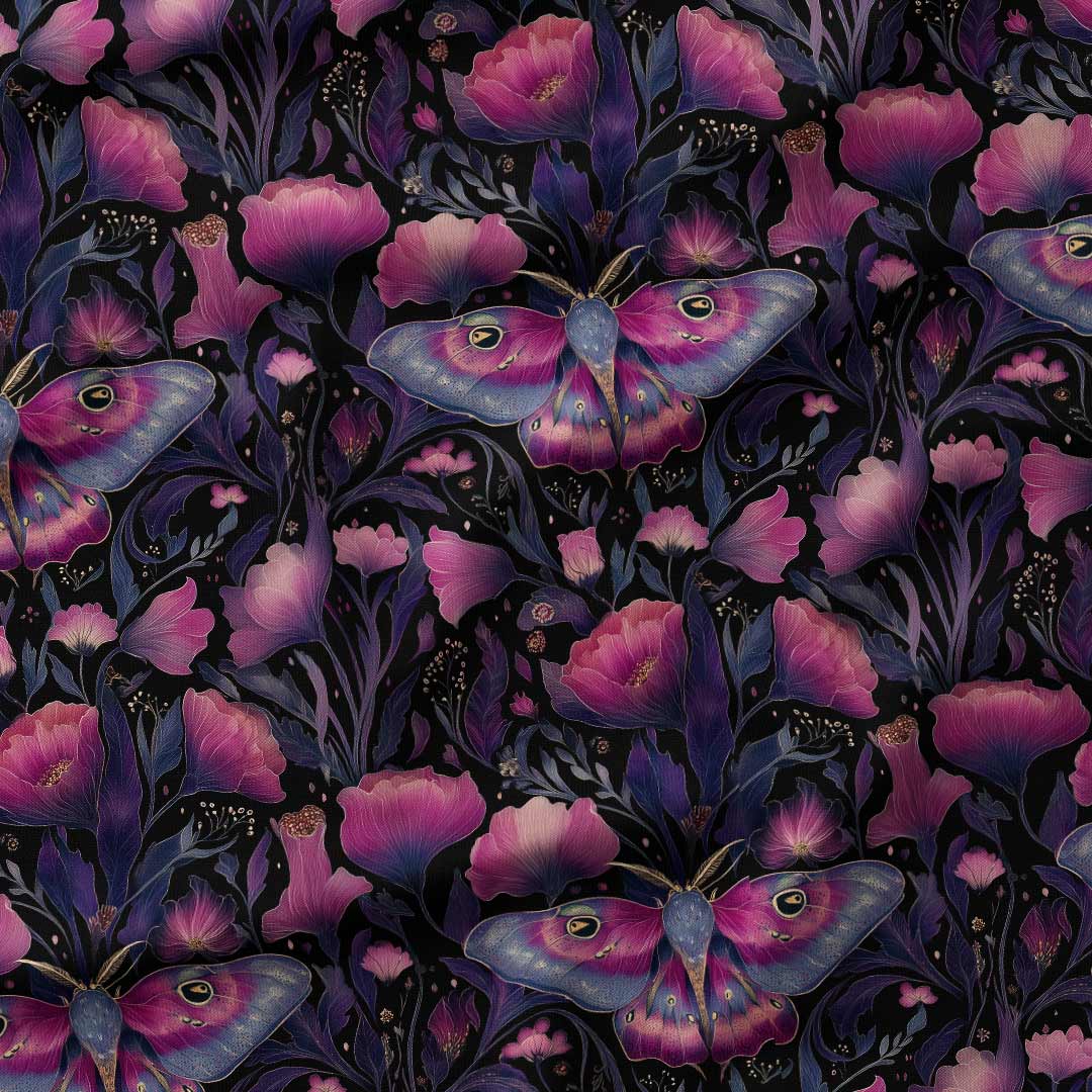 Pink Floral Moth Fabric