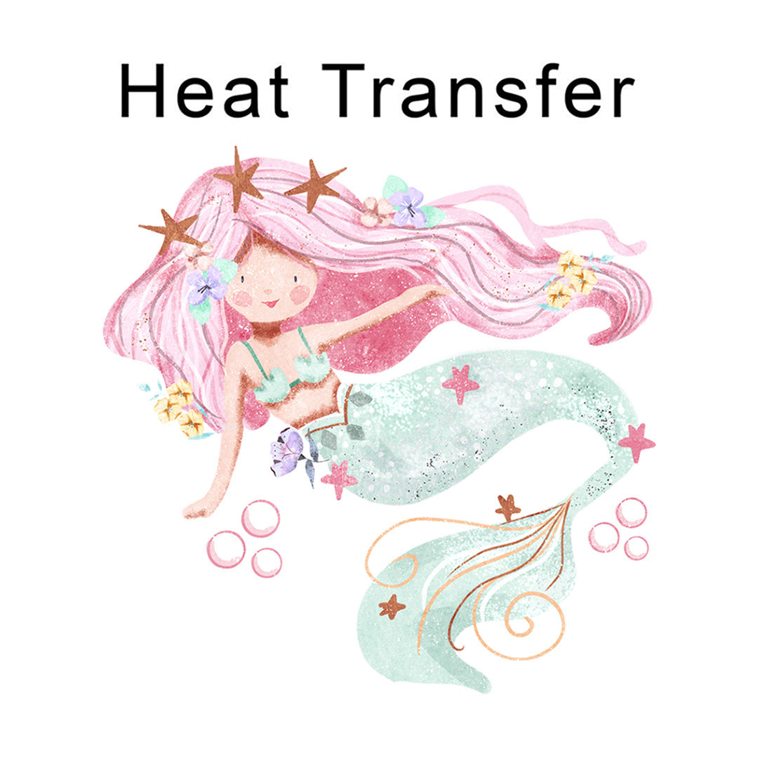 Pink Hair Don't Care Mermaid Iron on Fabric Heat Transfer DTF-172