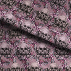 Pink Moth Skull Fabric