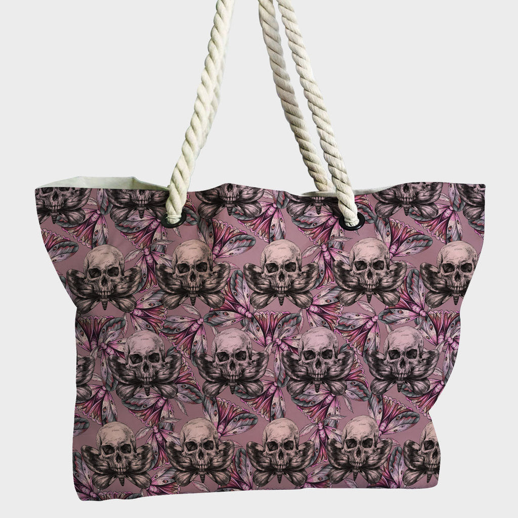 Pink Moth Skull Fabric