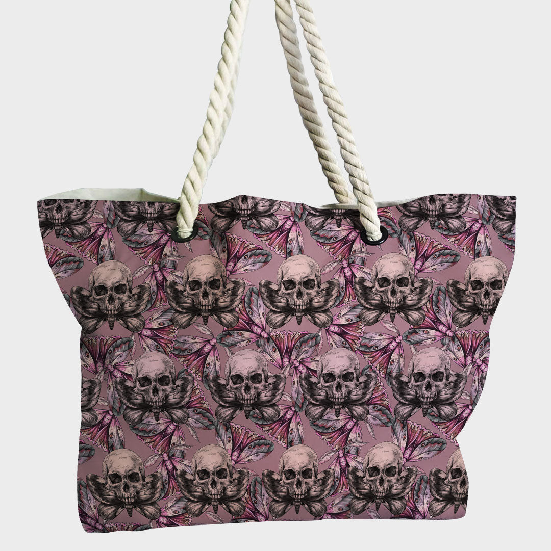 Pink Moth Skull Fabric