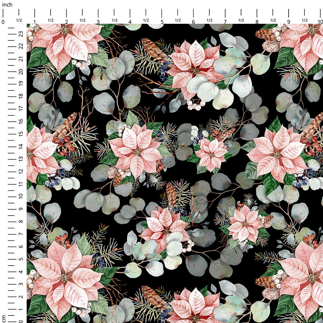 Pink Poinsettia Dark Fabric