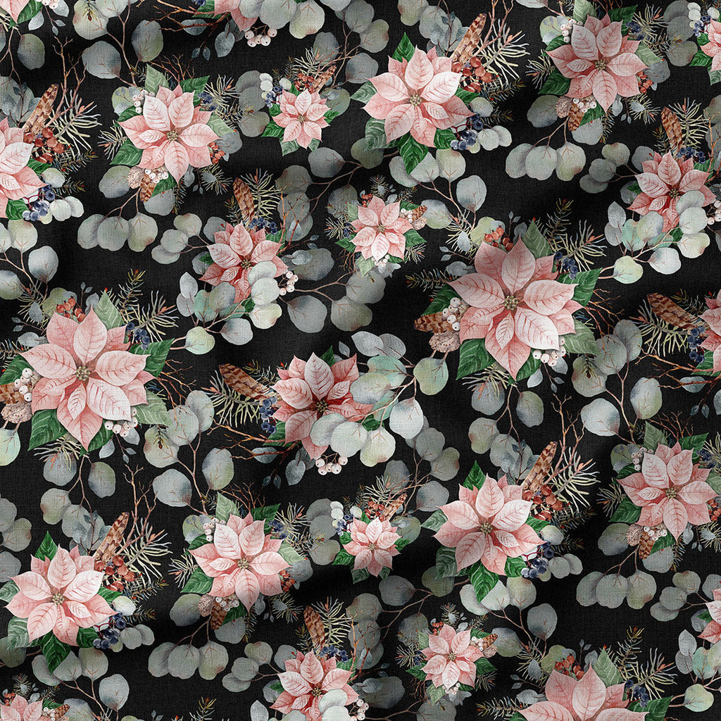 Pink Poinsettia Dark Fabric