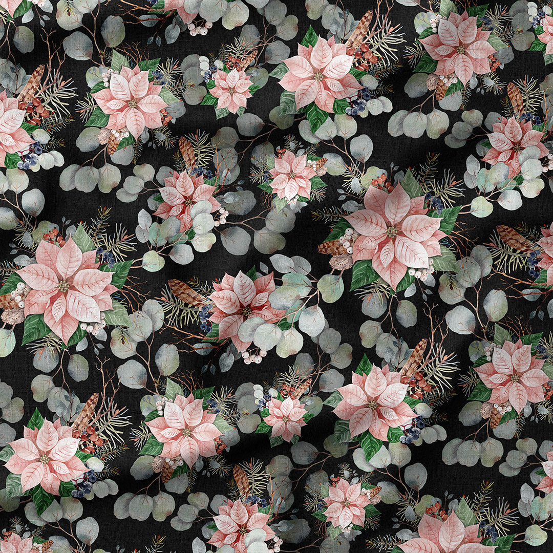 Pink Poinsettia Dark Fabric